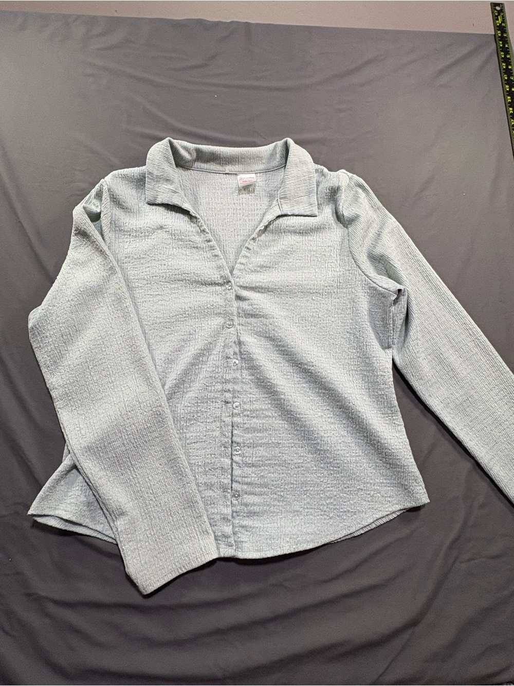 No Boundaries Sage Green Textured Button-Up Shirt
